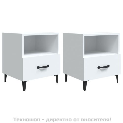 Нощни шкафчета, 2 бр, бели, инженерно дърво