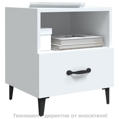 Нощни шкафчета, 2 бр, бели, инженерно дърво