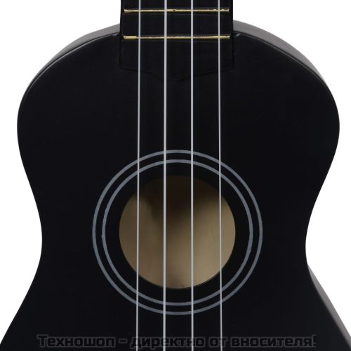 Комплект сопрано укулеле с калъф за деца, черно, 21"