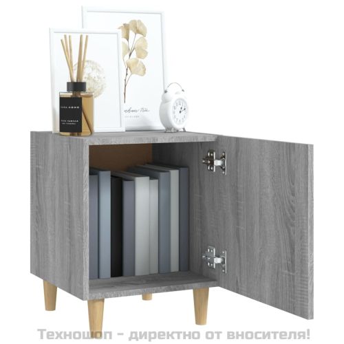 Нощно шкафче, сив сонома, инженерно дърво