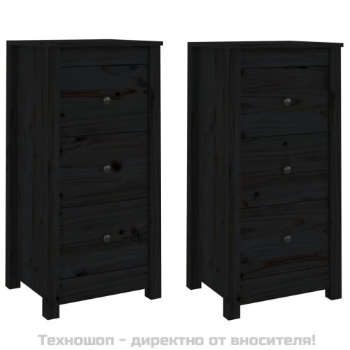 Сайдборди, 2 бр, черни, 40x35x80 см, бор масив