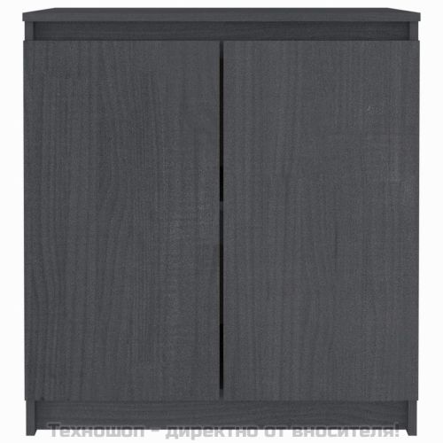Страничен шкаф, сив, 60x36x65 см, борово дърво масив