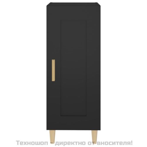 Сайдборд, черен, 34,5x34x90 см, инженерно дърво
