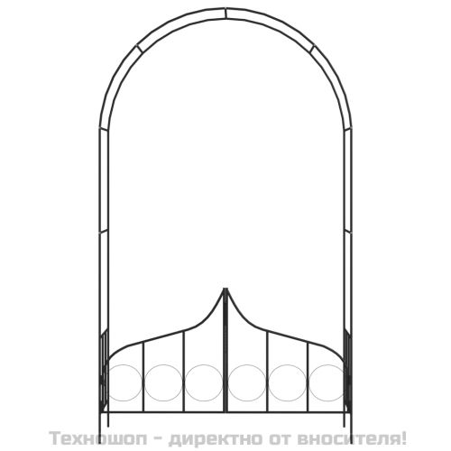 Градинска арка с порта, черна, 138x40x238 см, желязо
