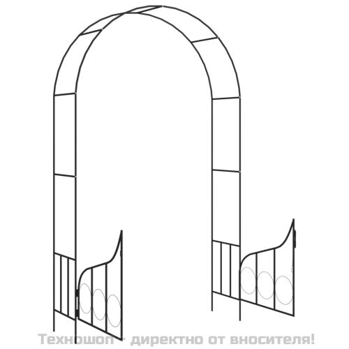 Градинска арка с порта, черна, 138x40x238 см, желязо
