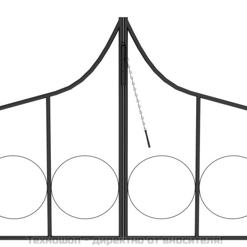 Градинска арка с порта, черна, 138x40x238 см, желязо