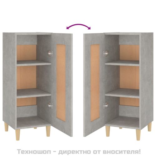 Сайдборд, бетонно сив, 34,5x34x90 см, инженерно дърво