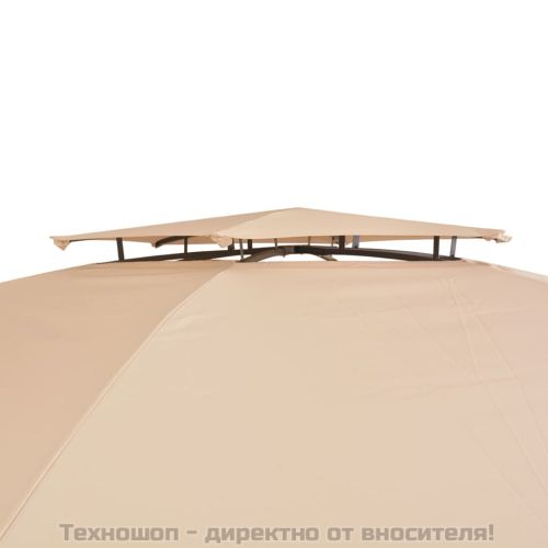 Градинска шатра павилион със завеси, шестоъгълна, 360x265 см