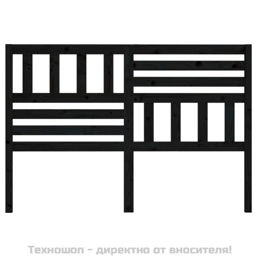 Горна табла за легло, черна, 146x4x100 см, бор масив