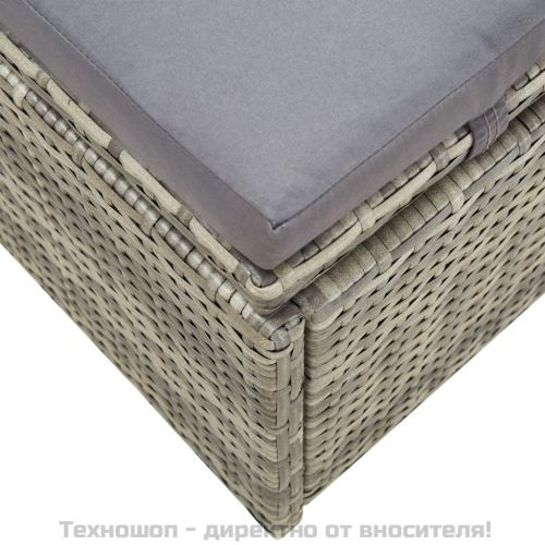 Шезлонг с шалте, полиратан, сив