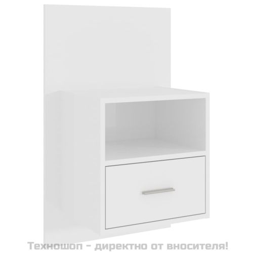 Нощно шкафче за стенен монтаж, бял гланц