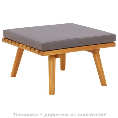 Градинска табуретка с възглавница, 60x60x29 см, акация масив