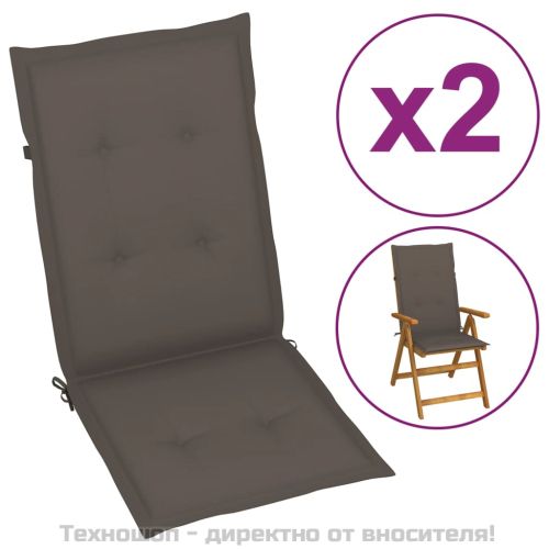 Възглавници за столове с облегалки 2 бр таупе 120x50x3 см плат