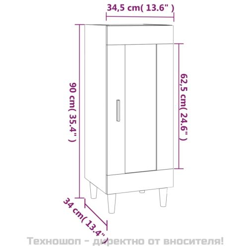 Сайдборд, сив сонома, 34,5x34x90 см, инженерно дърво