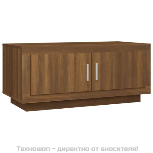 Кафе маса, Кафяв дъб, 102x50x45 см, инженерно дърво