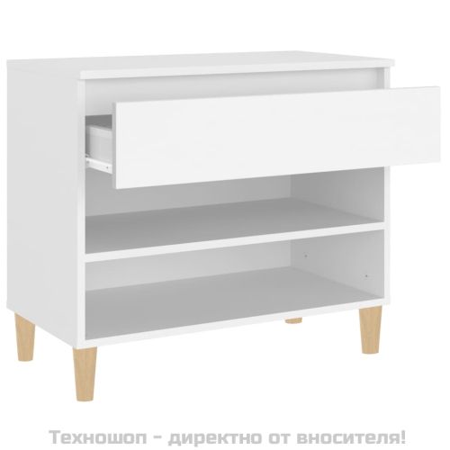 Шкаф за обувки, бял, 70x36x60 см, инженерно дърво