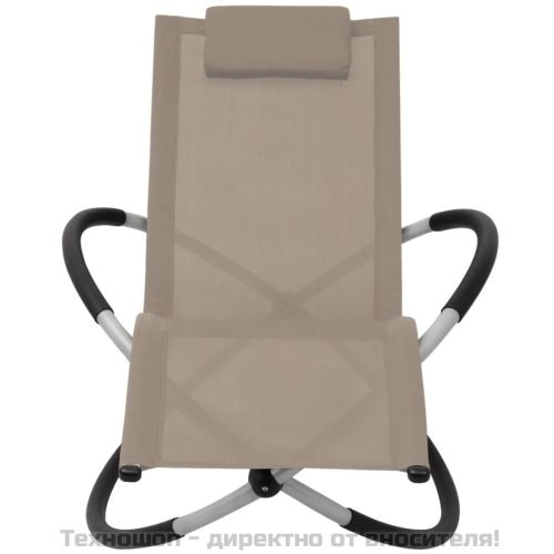 Външен геометричен шезлонг, стомана, таупе