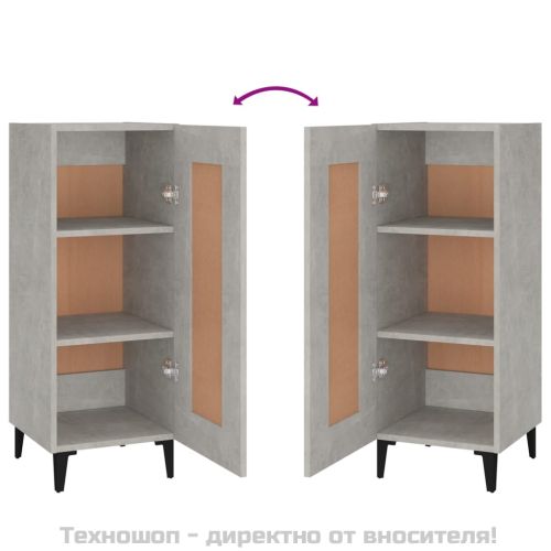 Сайдборд, бетонно сив, 34,5x34x90 см, инженерно дърво