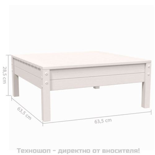 Градински лаундж комплект 3 части с възглавници бял бор масив