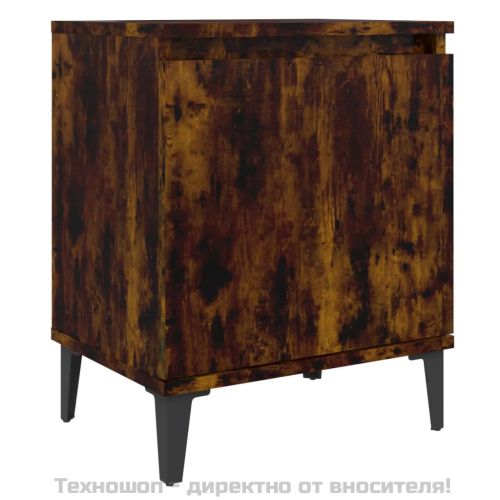 Нощно шкафче с метални крака, опушен дъб, 40x30x50 см