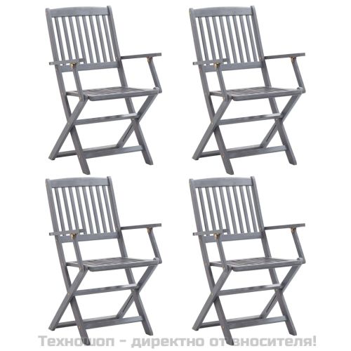 Сгъваеми градински столове, 4 бр, акация масив