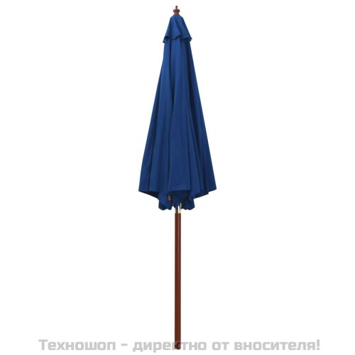 Чадър с дървен прът, 300x258 см, син