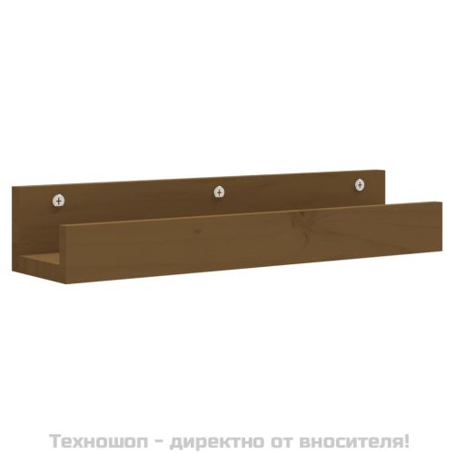Стенни рафтове, 2 бр, меденокафяви, 50x12x9 см, бор масив