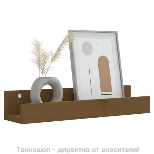 Стенни рафтове, 2 бр, меденокафяви, 50x12x9 см, бор масив