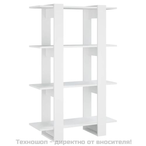 Библиотека/разделител за стая, бяла, 80x30x123,5 см