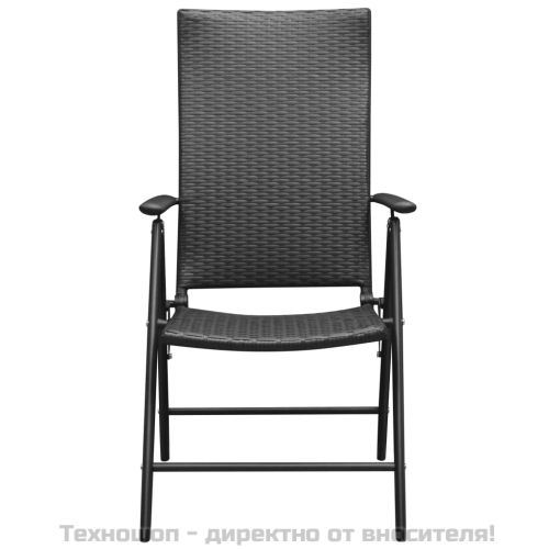 Стифиращи градински столове, 2 бр, полиратан, черни