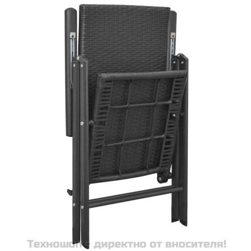 Стифиращи градински столове, 2 бр, полиратан, черни