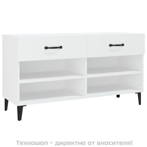 Шкаф за обувки, бял, 102x35x55 см, инженерно дърво