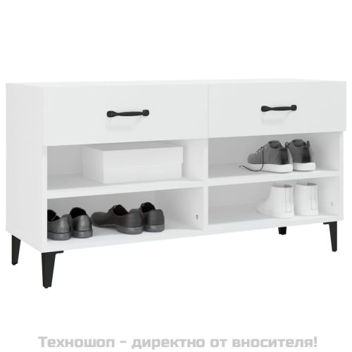 Шкаф за обувки, бял, 102x35x55 см, инженерно дърво