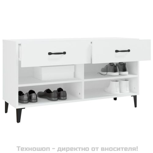 Шкаф за обувки, бял, 102x35x55 см, инженерно дърво