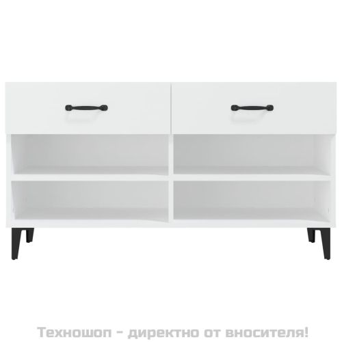 Шкаф за обувки, бял, 102x35x55 см, инженерно дърво