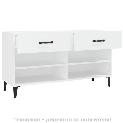Шкаф за обувки, бял, 102x35x55 см, инженерно дърво