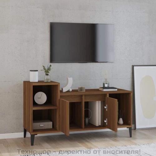 ТВ шкаф, кафяв дъб, 100x35x55 см, инженерно дърво