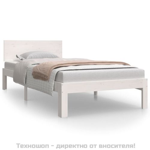 Рамка за легло, бяла, бор масив, 90x200 cм
