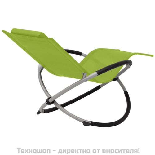 Външен геометричен шезлонг, стомана, зелен