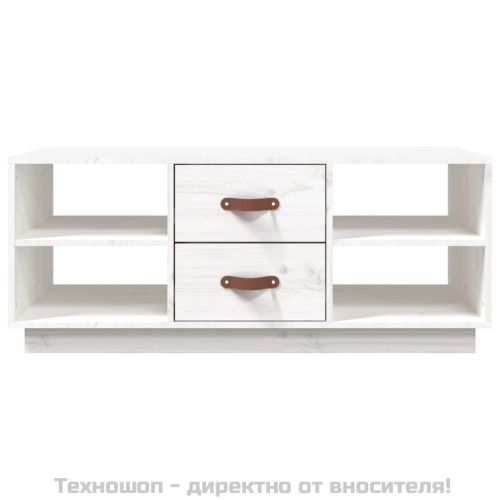Кафе маса, бяла, 100x50x41 см, борово дърво масив