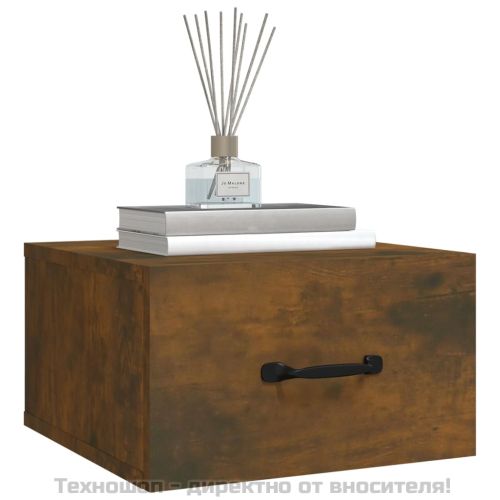 Нощни шкафчета за стенен монтаж, 2 бр, опушен дъб, 35x35x20 см