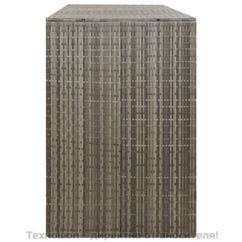 Троен навес за кошове за боклук сив 207x80x117 см полиратан