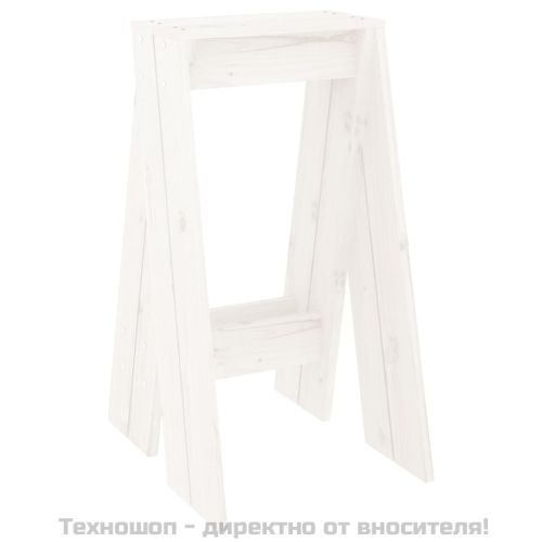 Табуретки, 2 бр, бяла, 40x40x75 см, борово дърво масив