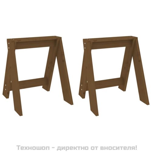 Табуретки, 2 бр, меденокафяви, 40x40x45 см, борово дърво масив