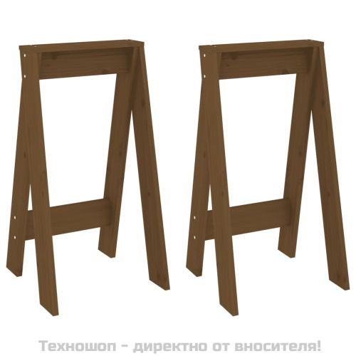 Табуретки, 2 бр, меденокафяви, 40x40x75 см, борово дърво масив