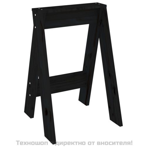 Табуретки, 2 бр, черни, 40x40x60 см, борово дърво масив