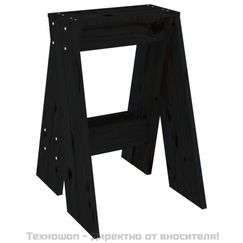 Табуретки, 2 бр, черни, 40x40x60 см, борово дърво масив