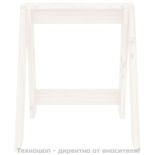 Табуретки, 2 бр, бели, 40x40x45 см, борово дърво масив