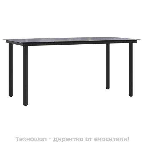 Градински трапезен комплект от 7 части, светлосив, полиратан