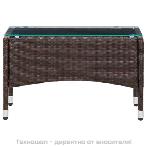 Кафе маса, кафява, 60x40x36 см, полиратан